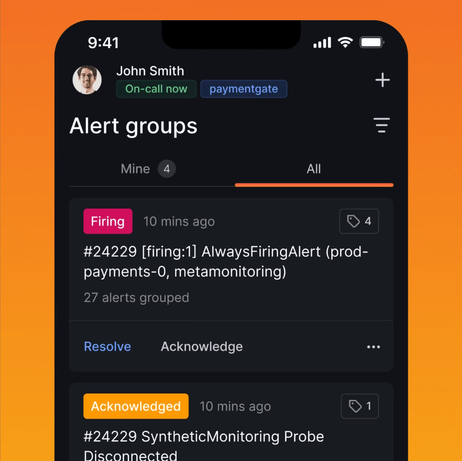 Grafana OnCall app alert groups