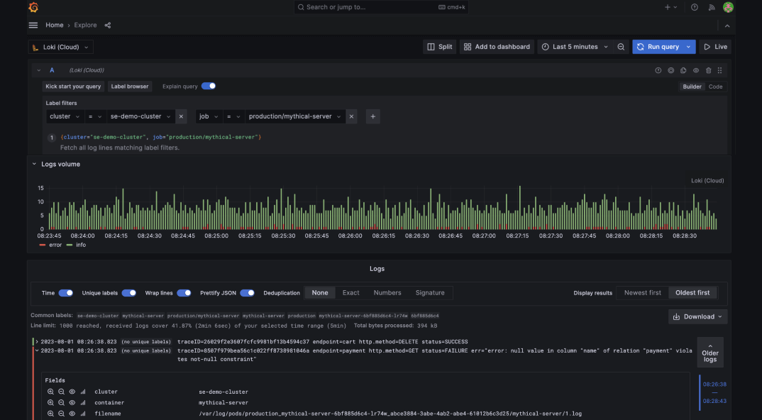 log aggregation in grafana cloud image