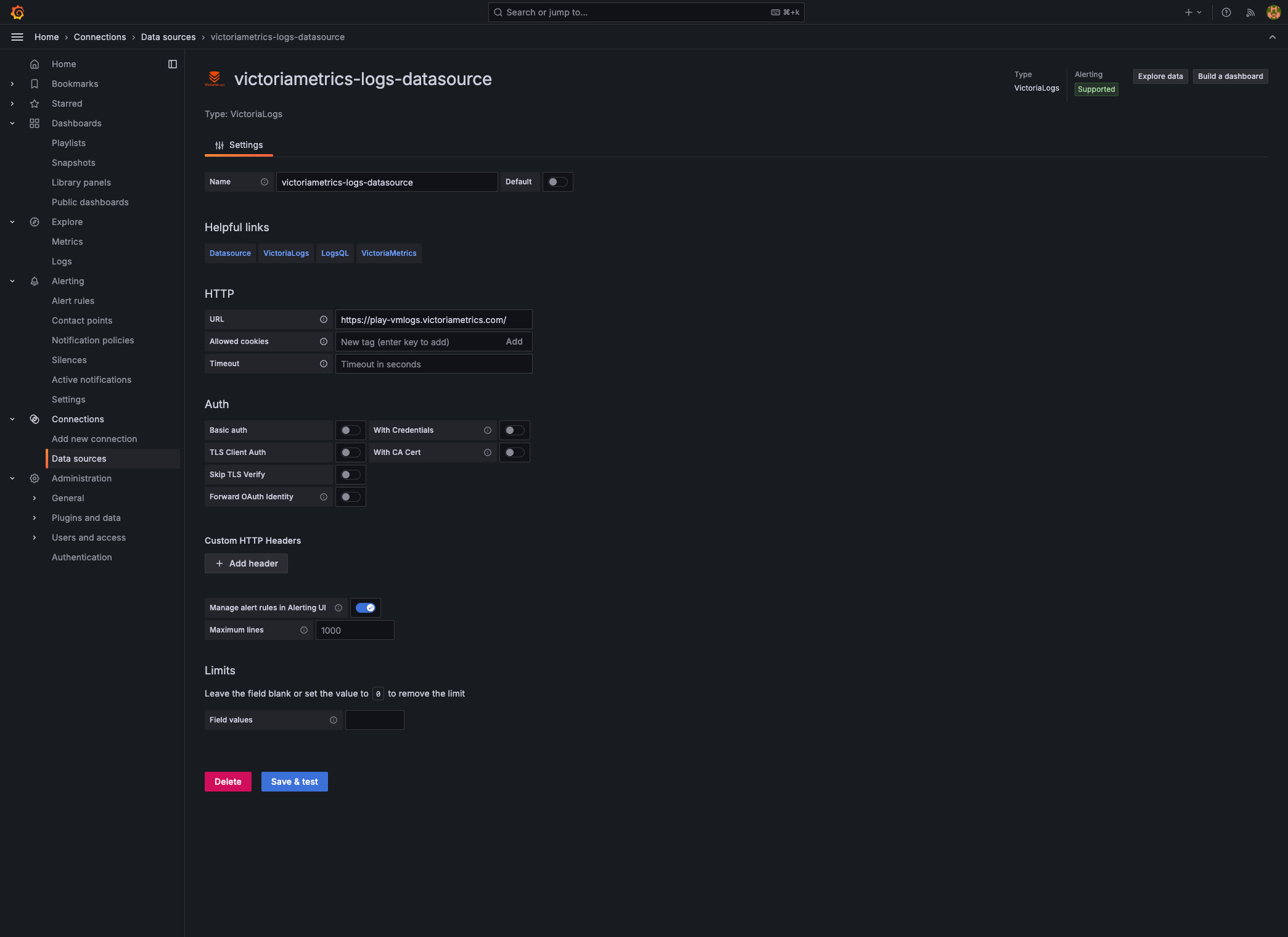 Connection properties