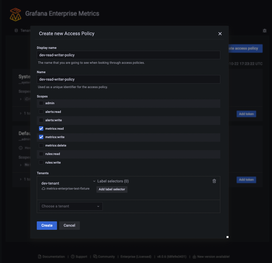 Create access policy Create access policy