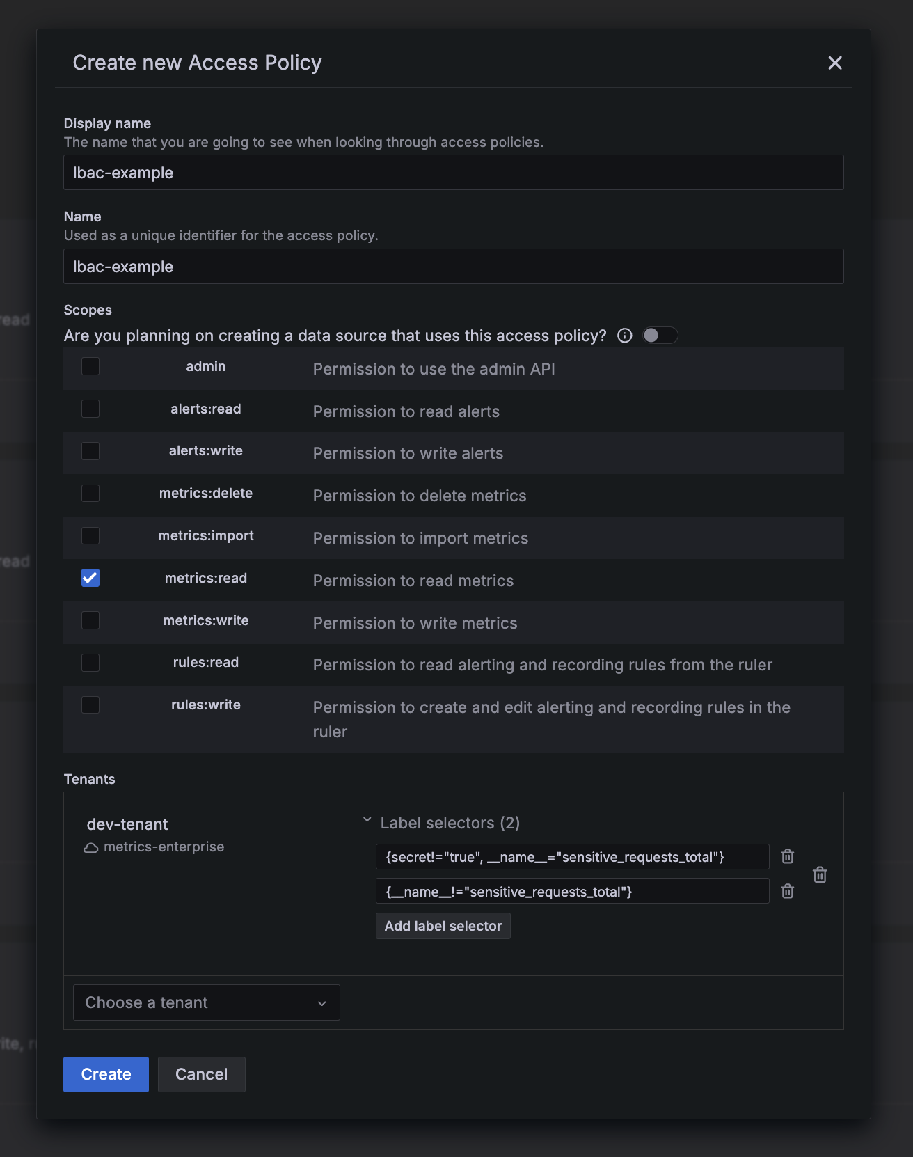 Create exclude metric Create exclude metric