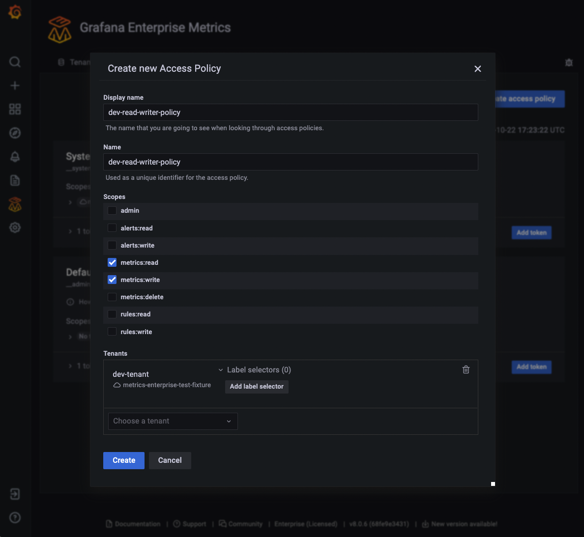 Create access policy Create access policy
