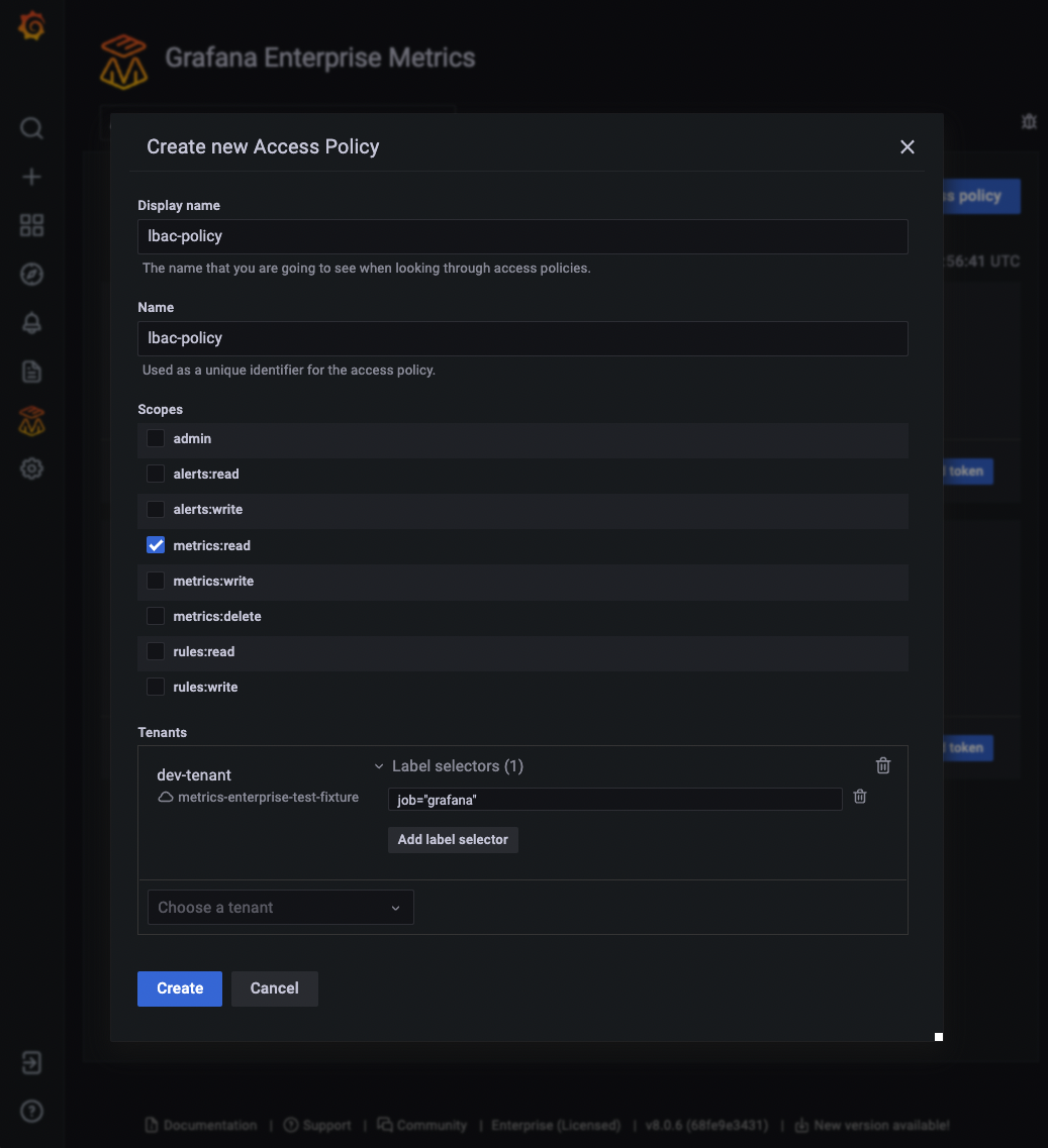 Create LBAC policy Create LBAC policy