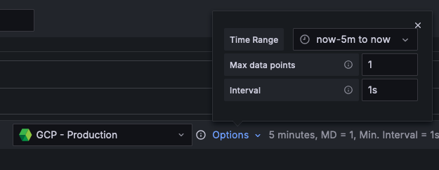 A screenshot showing how to set a time range of five minutes.
