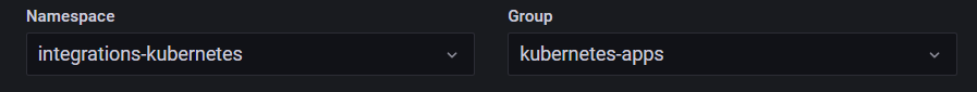 Screenshot of Namespace field for alerts in Grafana Cloud.