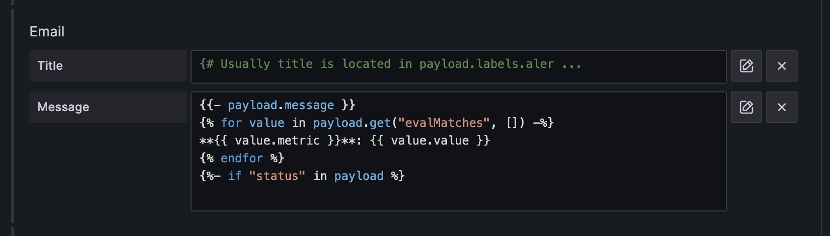 *Use the email template to deliver notifications.* A screenshot of the email template, which is used to deliver notifications.