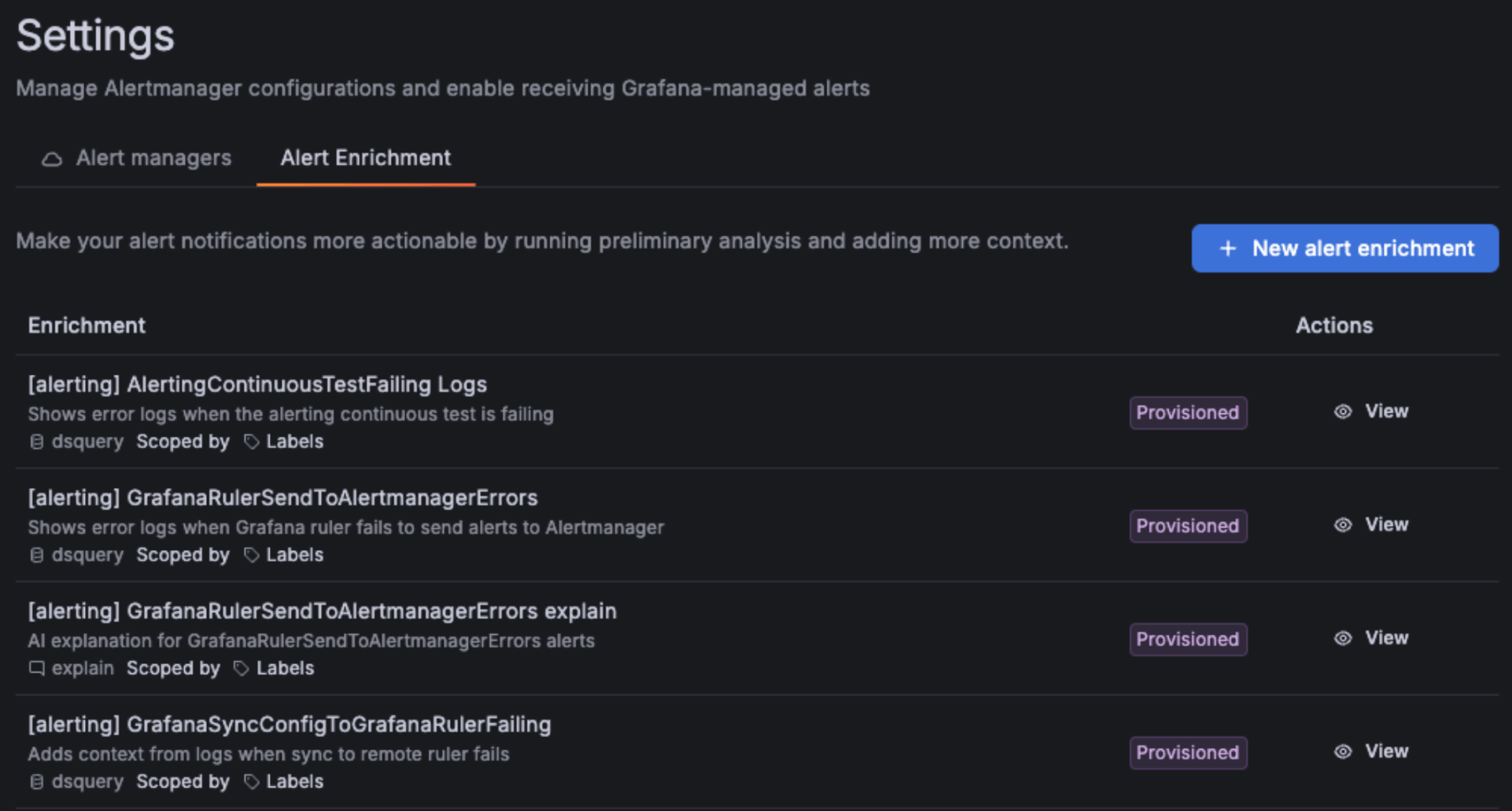 Grafana Cloud Alerting enrichments