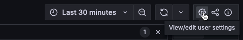 Access the Settings by selecting the gear icon