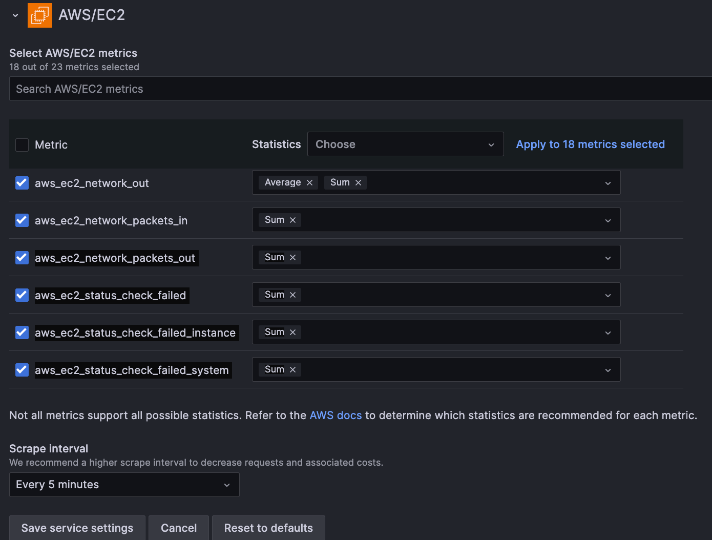 Expanded details with settings buttons Expanded details with settings buttons