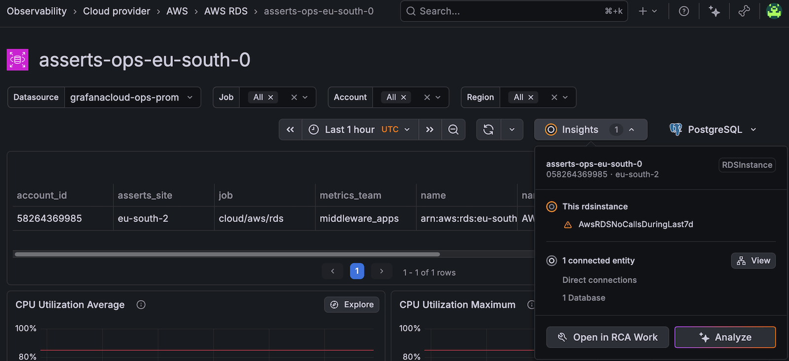 Insights dialog box revealed when clicking the Insights dropdown Insights dialog box revealed when clicking the Insights dropdown