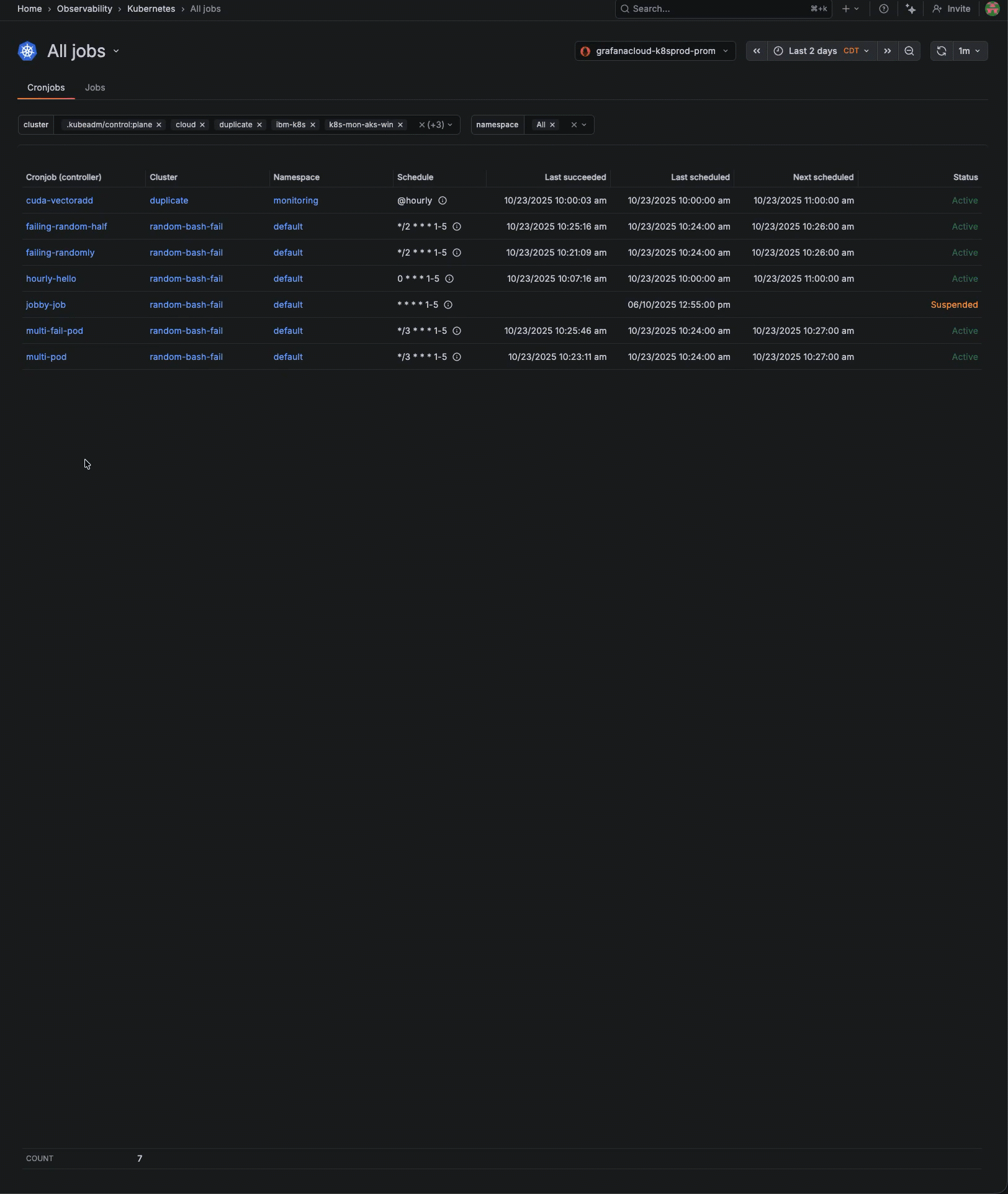 Navigating from Cronjobs list to job detail page Navigating from Cronjobs list to job detail page