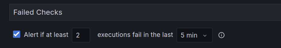 A screenshot of a failed check alert in Synthetic Monitoring.