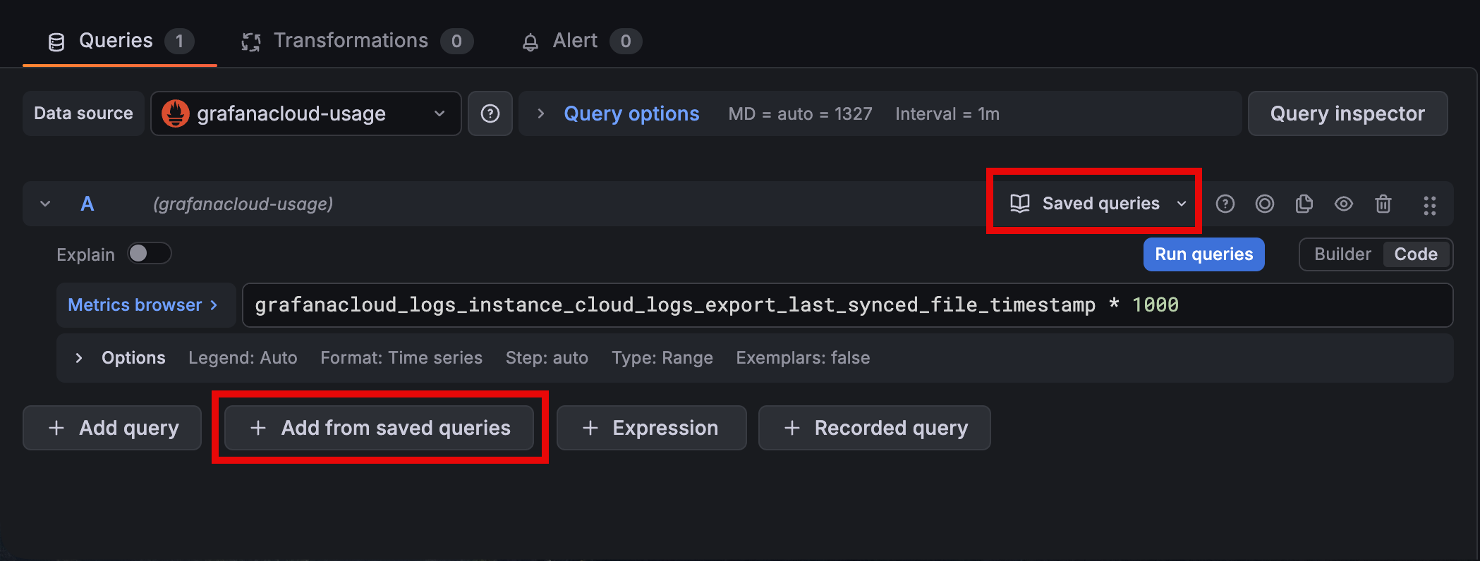 Access saved queries