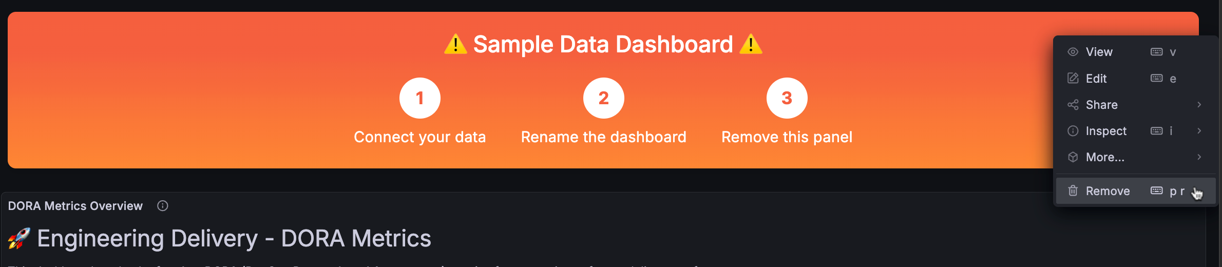 Removing the sample data banner panel