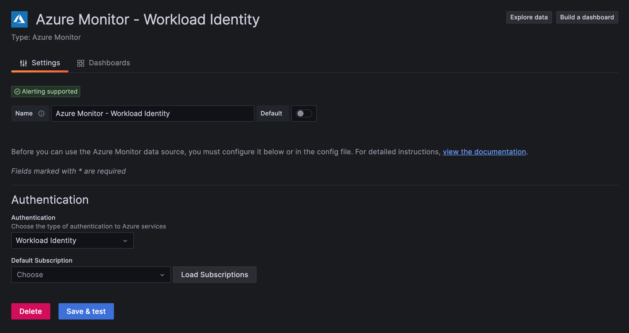Azure Monitor screenshot showing Workload Identity authentication Azure Monitor screenshot showing Workload Identity authentication