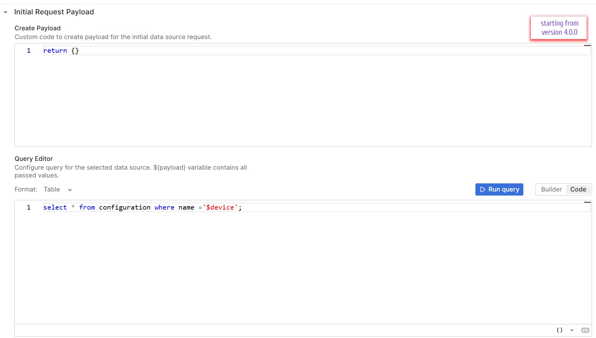 Payload for the Initial Request example.