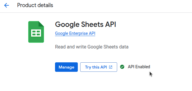 Enabled API for Google Cloud Project