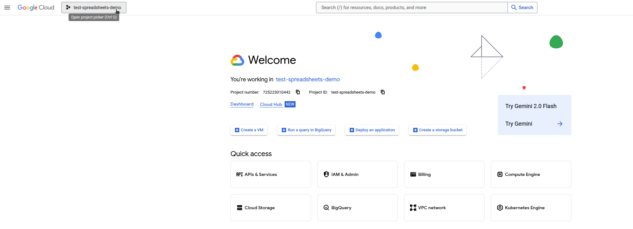 Select Project in Google Cloud
