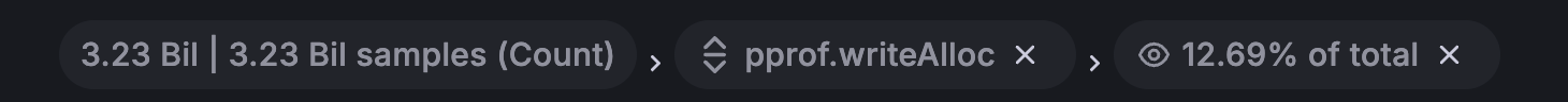 A flame graph visualization's status bar.