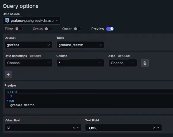 PostgreSQL multi-property variable example