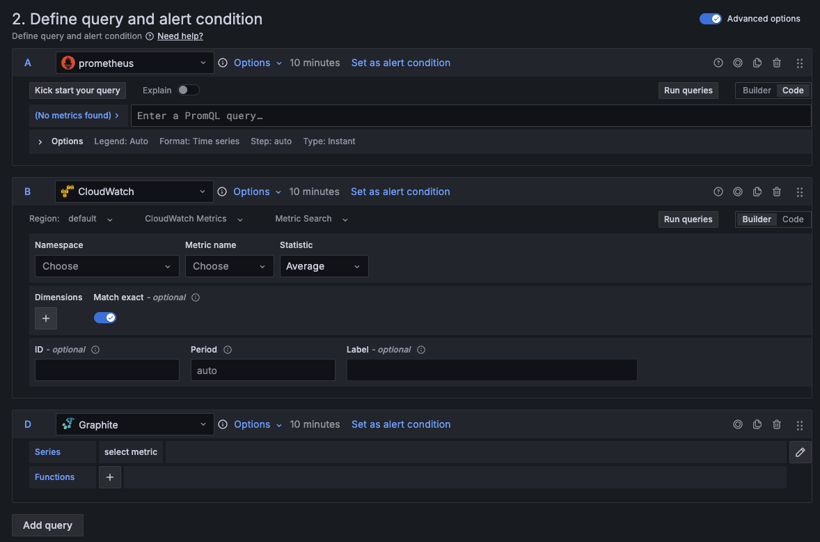 query and alert definitions