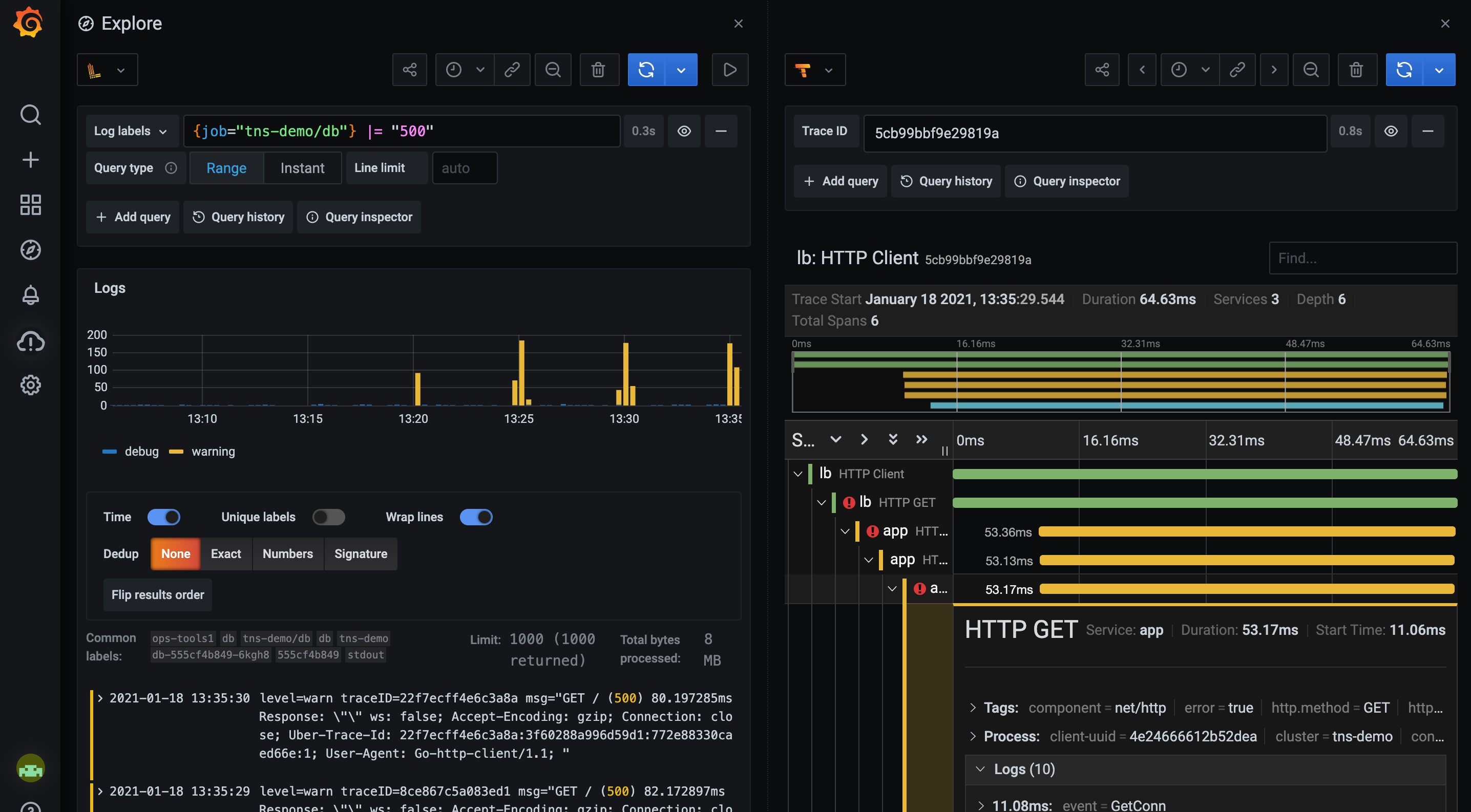 Easily find releveant traces using your log. Easily find releveant traces using your log.