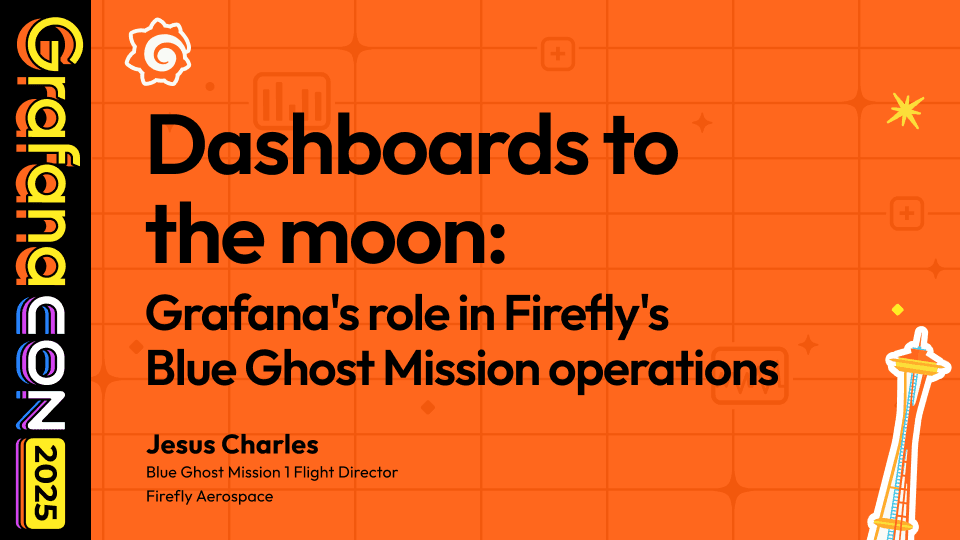 GrafanaCON 2025 graphic with title for Firefly moon mission session