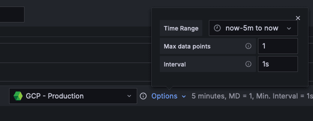 A screenshot showing how to set a time range of five minutes.