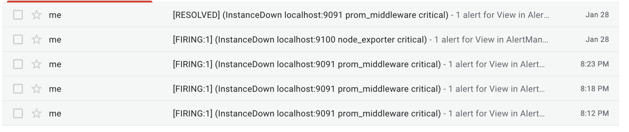 Alert notifications sent to Gmail Alert notifications sent to Gmail