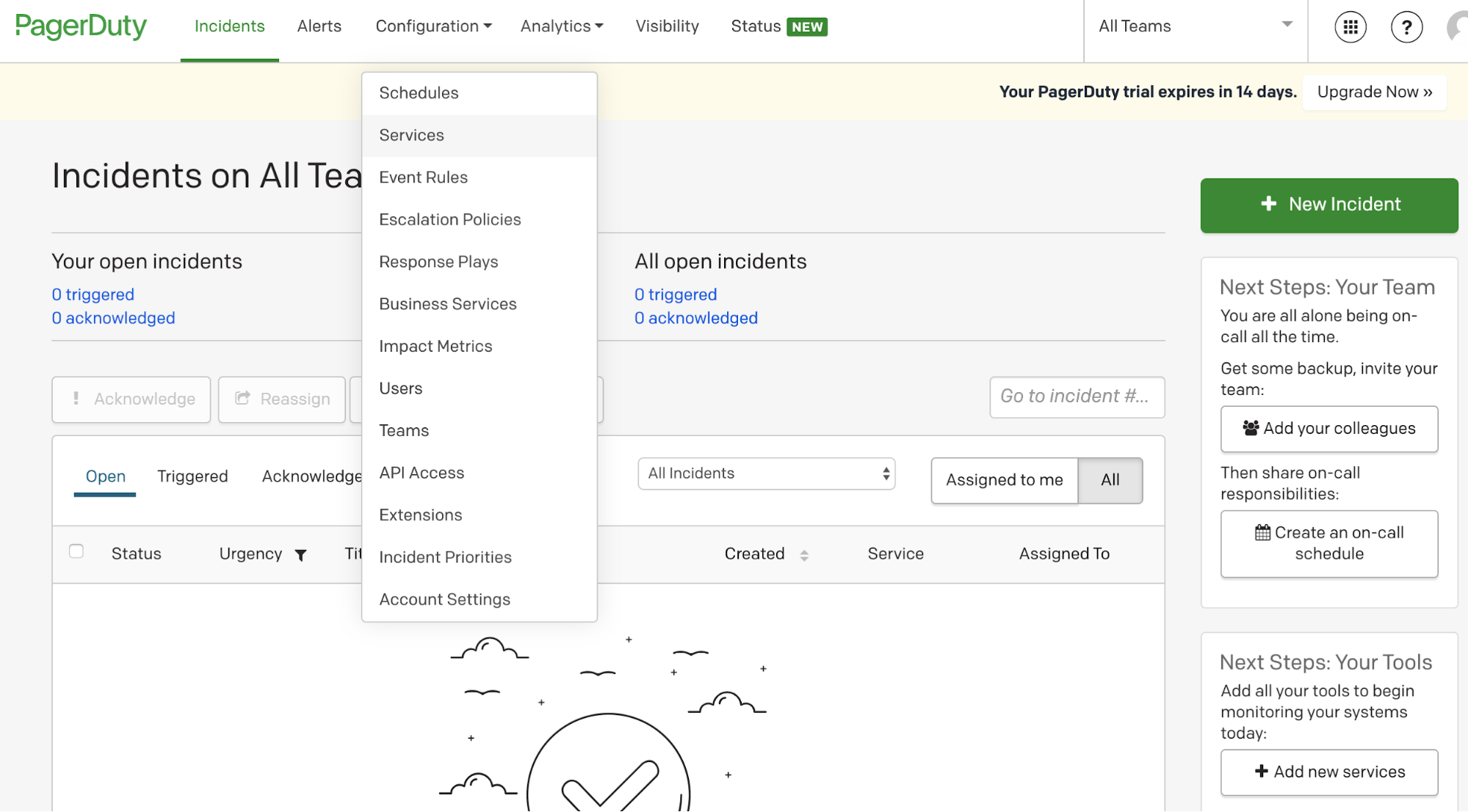 PagerDuty home screen PagerDuty home screen