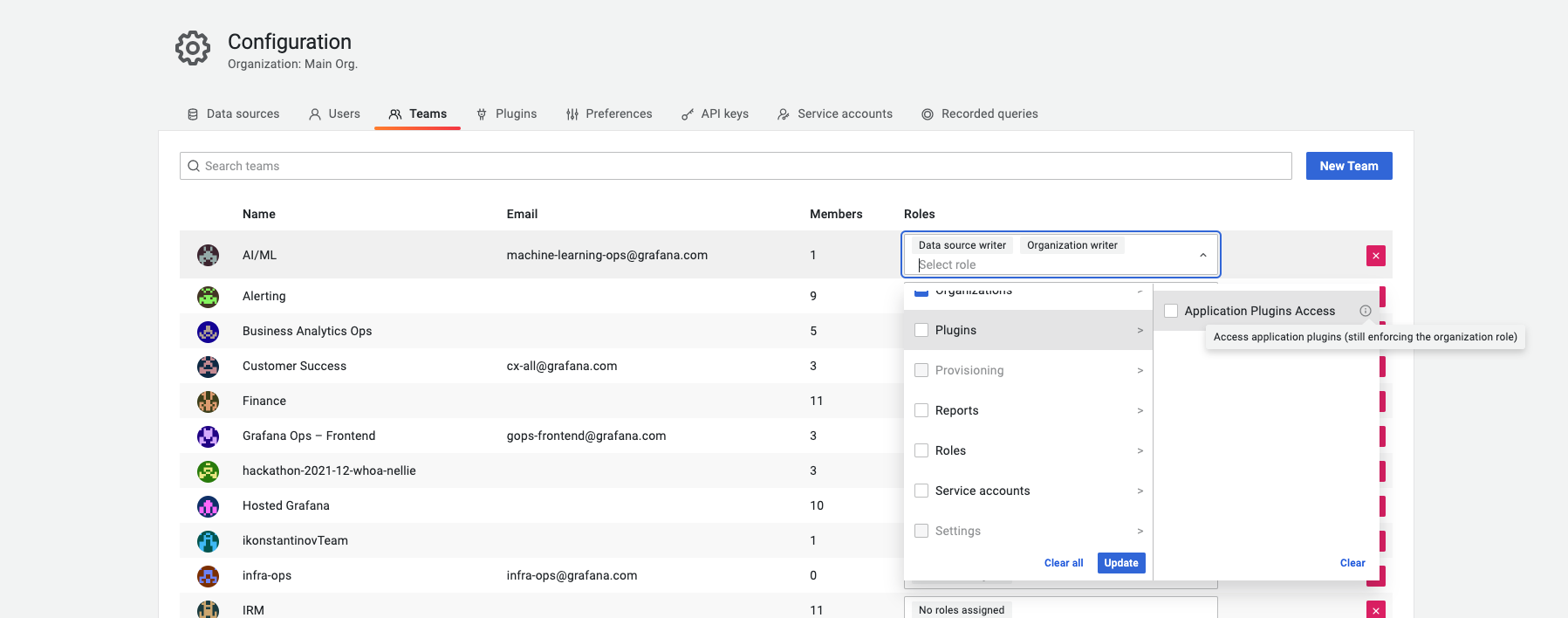 RBAC access for app plugins in Grafana 9.1.