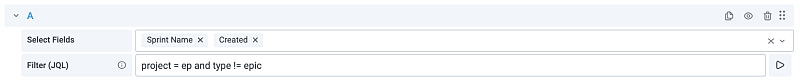 JQL query to narrow search Jira Enterprise plugin for Grafana. JQL query to narrow search Jira Enterprise plugin for Grafana.