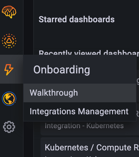 Screenshot of Grafana Cloud integrations walkthrough Screenshot of Grafana Cloud integrations walkthrough