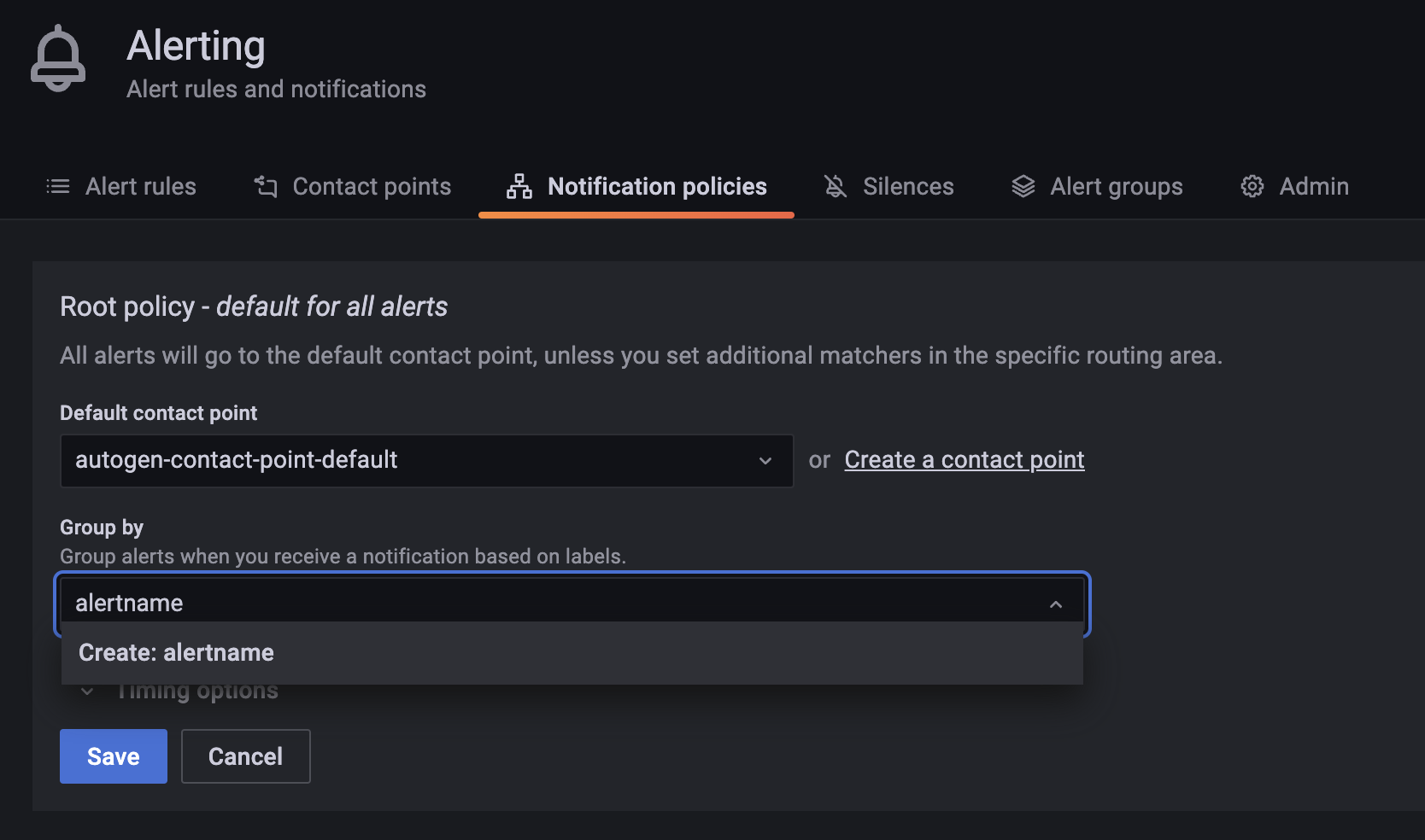 Notification policies grouping Notification policies grouping
