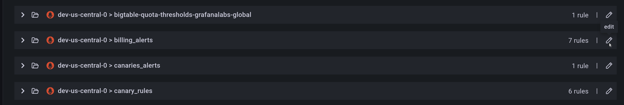 Rule group list Group list