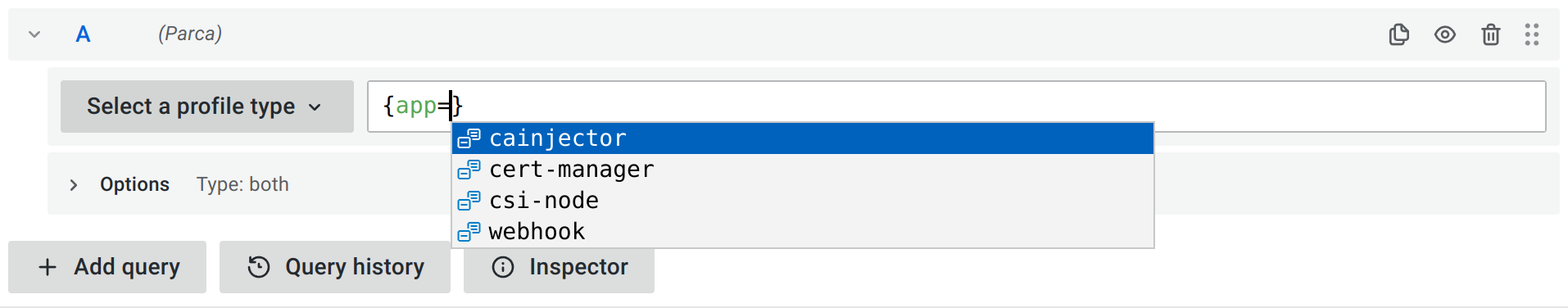 Labels selector
