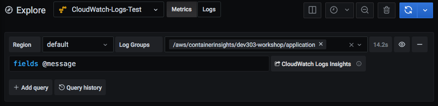 CloudWatch Logs query field CloudWatch Logs query field