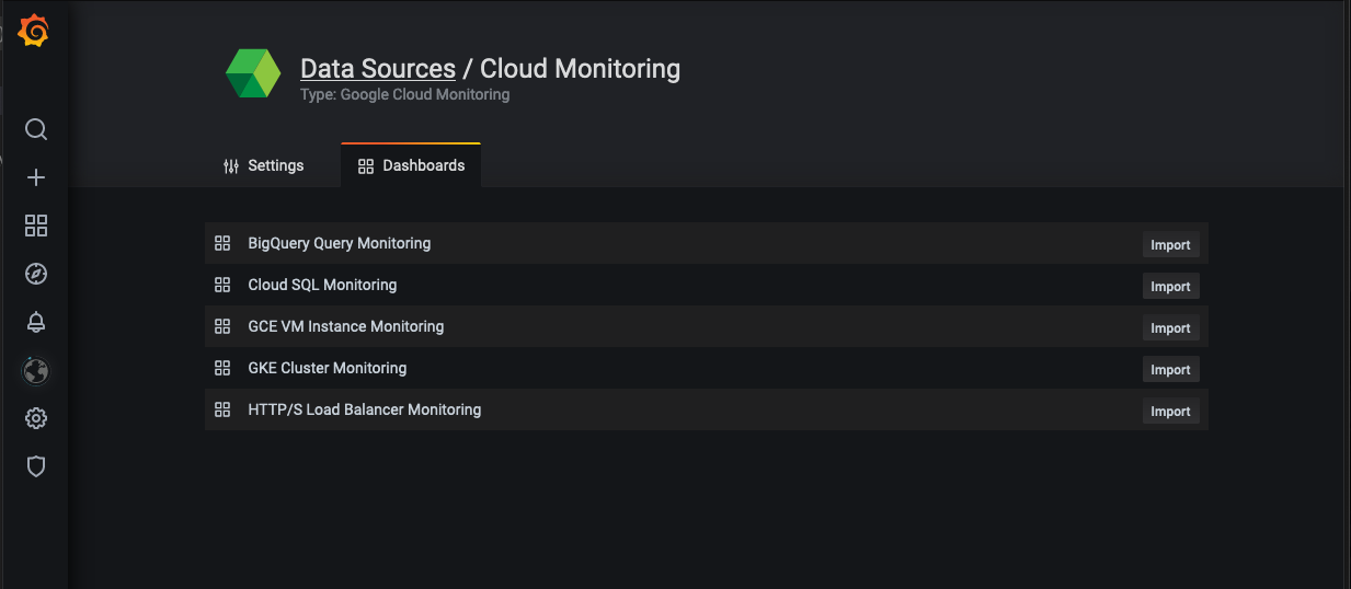 Cloud Monitoring dashboard import Cloud Monitoring dashboard import