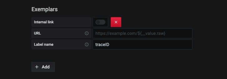 Screenshot of the Exemplars configuration Screenshot of the Exemplars configuration