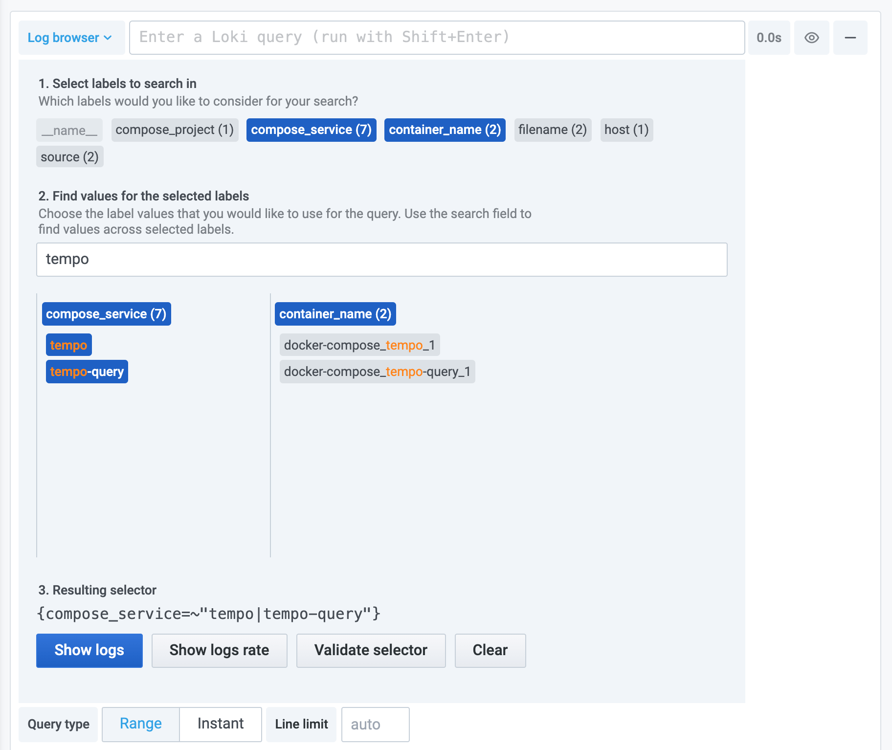 Screenshot of the log browser for Loki Screenshot of the log browser for Loki